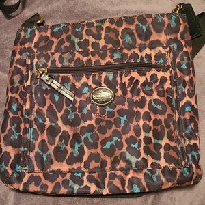 Coach Teal Leopard Crossbody